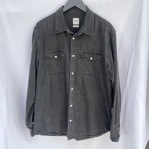 Men's Zara Western Shirt Black Washed XL Relaxed Fit